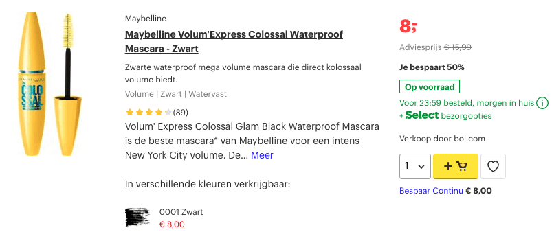 Top 5 Maybelline Volum'Express Colossal Waterproof Mascara - Zwart review
