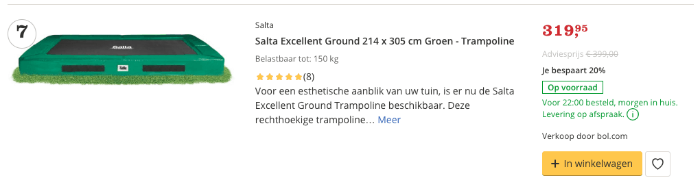Review Salta Excellent Ground 214 x 305 cm Groen - Trampoline