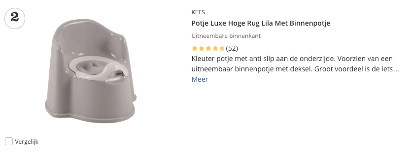 Beste plaspotje top 2 hoge rug