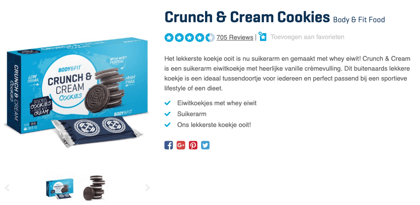 Suikervrije koekjes kopen? TOP 5 ALLERBESTE van 2019! 1 Top 1 Crunch & Cream Cookies Body & Fit Food review