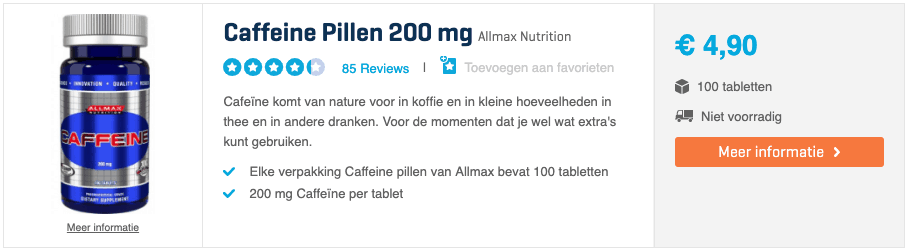 Snel afvallen pillen? REVIEW ALLERBESTE Van 2021! 4 top 4 Caffeine Pillen 200 mg Allmax Nutrition review