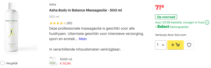 Beste Massageolie? Top 10 voor jouw wellness en ontspanning! 2 Top 1 Asha Body in Balance Massageolie - 500 ml review