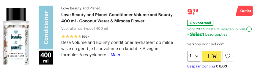 Top 10 Beste Conditioners? Review en Best beoordeeld! 1 Top 1 Love Beauty and Planet Conditioner Volume and Bounty - 400 ml - Coconut Water & Mimosa Flower review