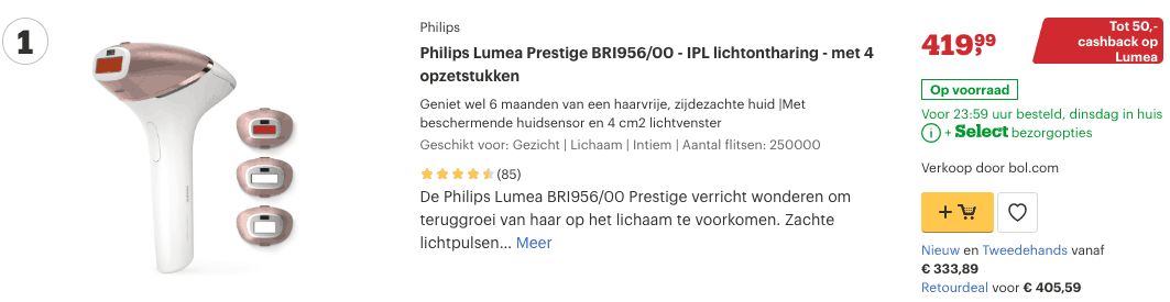 Top 1 Philips Lumea Prestige BRI956:00 - IPL lichtontharing - met 4 opzetstukken review