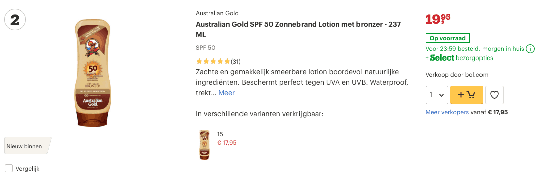 Top 2 Australian Gold SPF 50 Zonnebrand Lotion met bronzer - 237 ML review