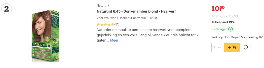 Beste Haarverf kopen? Onze Top 10 voor de mooiste permanente kleur! 2 Top 2 Naturtint 6.45 - Donker amber blond - Haarverf review
