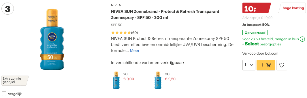Top 3 NIVEA SUN Zonnebrand - Protect & Refresh Transparant Zonnespray - SPF 50 - 200 ml review
