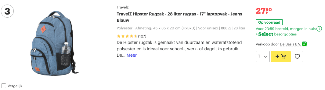 Beste laptop rugzak? Top 10 beste laptop rugzak voor 2020! 3 top 3 TravelZ Hipster Rugzak - 28 liter rugtas - 17 laptopvak - Jeans Blauw review