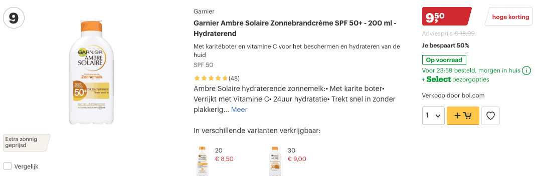 top 5 Garnier Ambre Solaire Zonnebrandcrème SPF 50+ - 200 ml - Hydraterend review