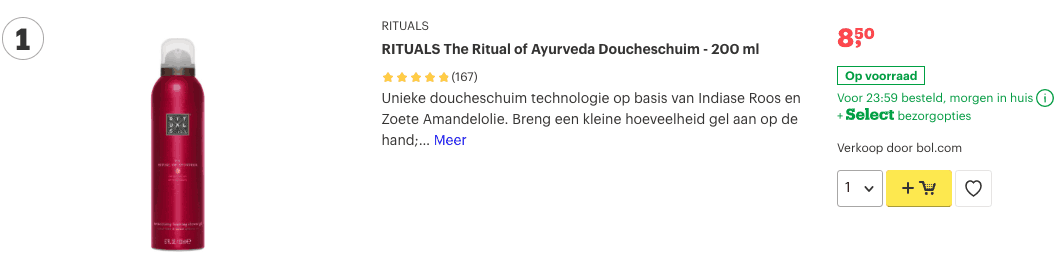Beste Doucheschuim? Top 10 voor jouw lichaam! 1 Top 1 RITUALS The Ritual of Ayurveda Doucheschuim - 200 ml review