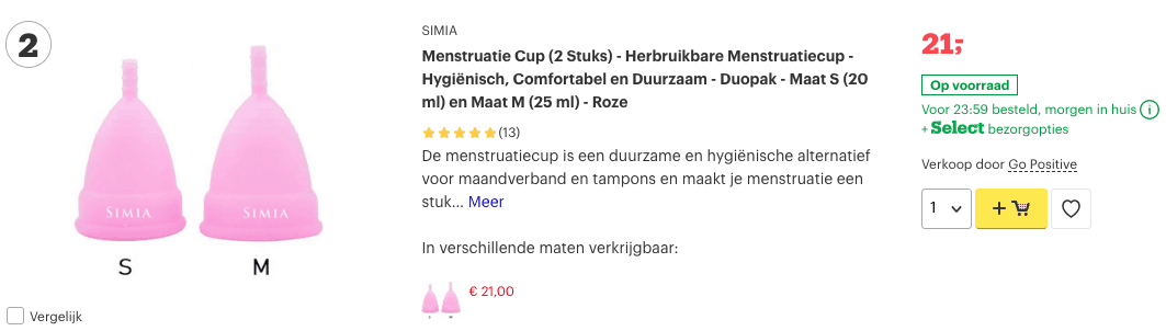 Top 2 Menstruatie Cup (2 Stuks) - Herbruikbare Menstruatiecup review