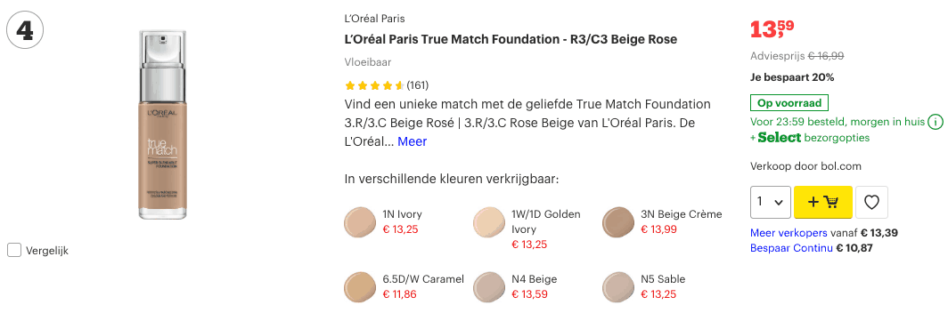 Top 4 L’Oréal Paris True Match Foundation - R3:C3 Beige Rose review