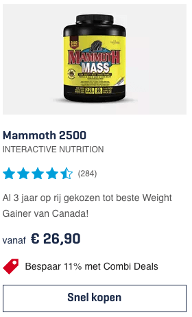 Beste weight gainer? TOP 3 ALLERBESTE hoogwaardige supplementen! 1 Top 1 Mammoth 2500 INTERACTIVE NUTRITION review