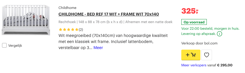 Meegroei ledikant? Bekijk hier snel de Top 5 voor de kinderkamer! 1 Top 1 CHILDHOME - BED REF 17 WIT + FRAME WIT 70x140 review