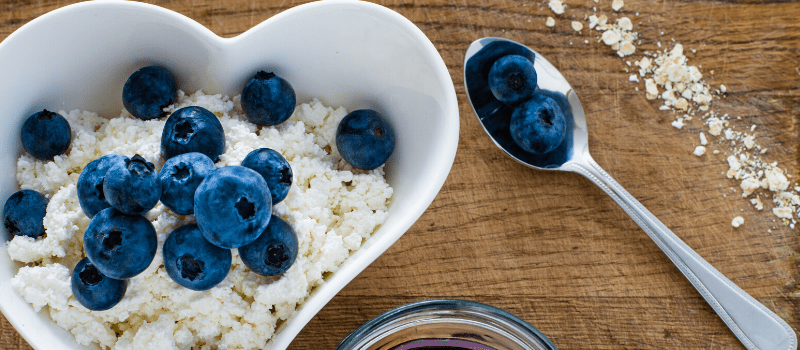 Cottage cheese ontbijt? Heerlijk met blauwe bessen!