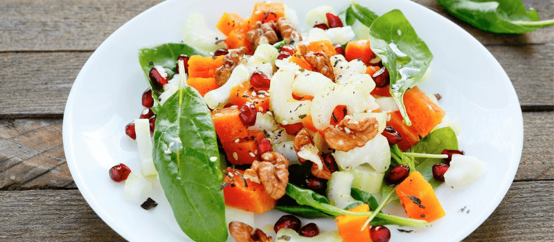 koolhydraatarme salade met pompoen maken