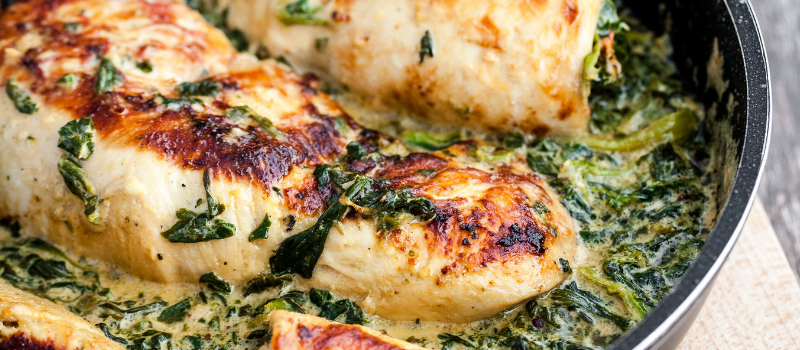 Recept spinazie: Simpele eenpansgerecht, Kip met spinazie